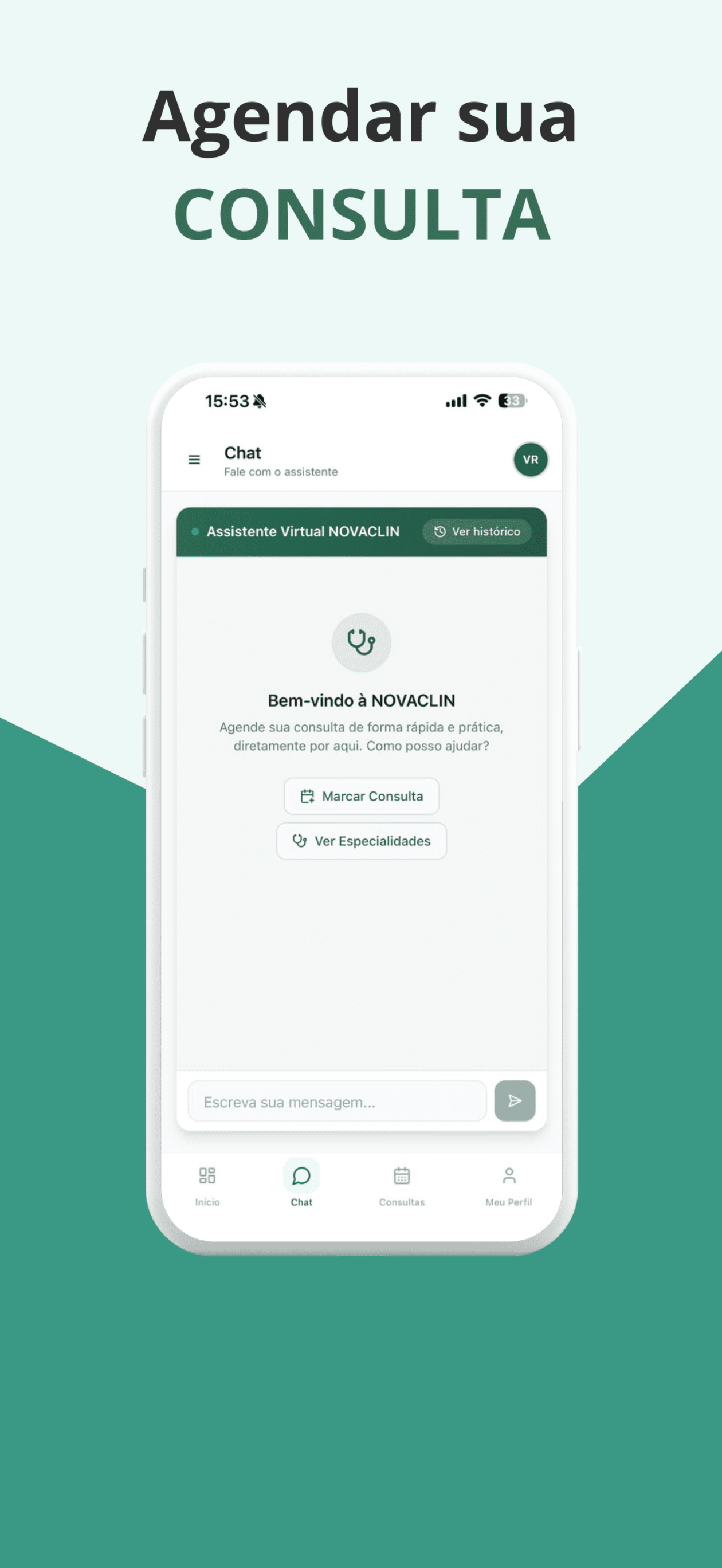 Chat com o assistente virtual da NovaClin